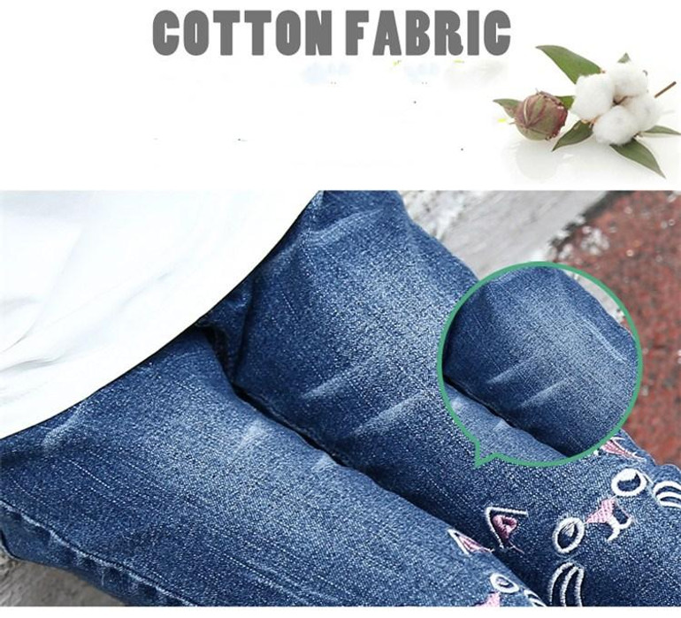 DZIECKO Girls Jeans Spring 2018 Fashion Cartoon Cat Girls Jeans Pants Autumn Children Pencil Pants Kids Trousers Girls Clothes