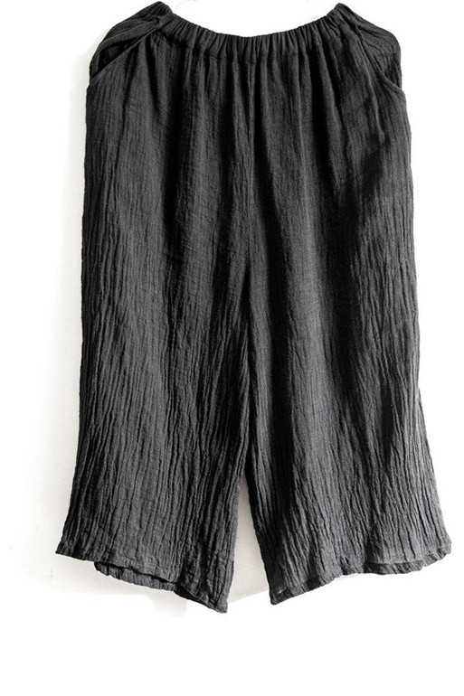 Johnature Women Wide Leg Pants Trouser Loose Black Pockets Vintage 2017 Summer New Cotton Linen Original Thin High Waist Pants