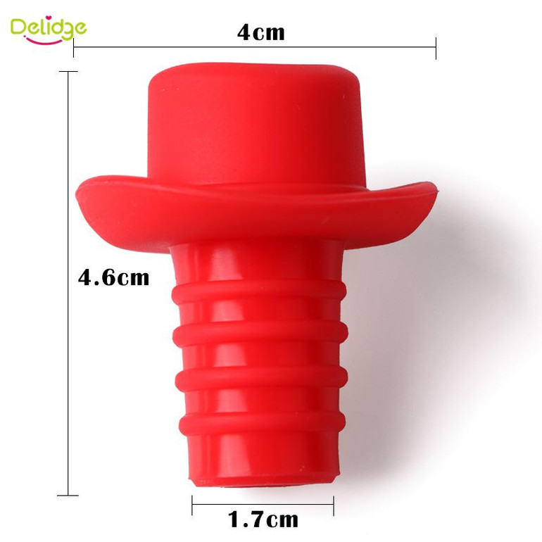 Delidge 2 pcs/set Hat Shape Wine Bottle Stopper Silicone Preservation Red Wine Bottle Stoppers Wine Champagne Stopper