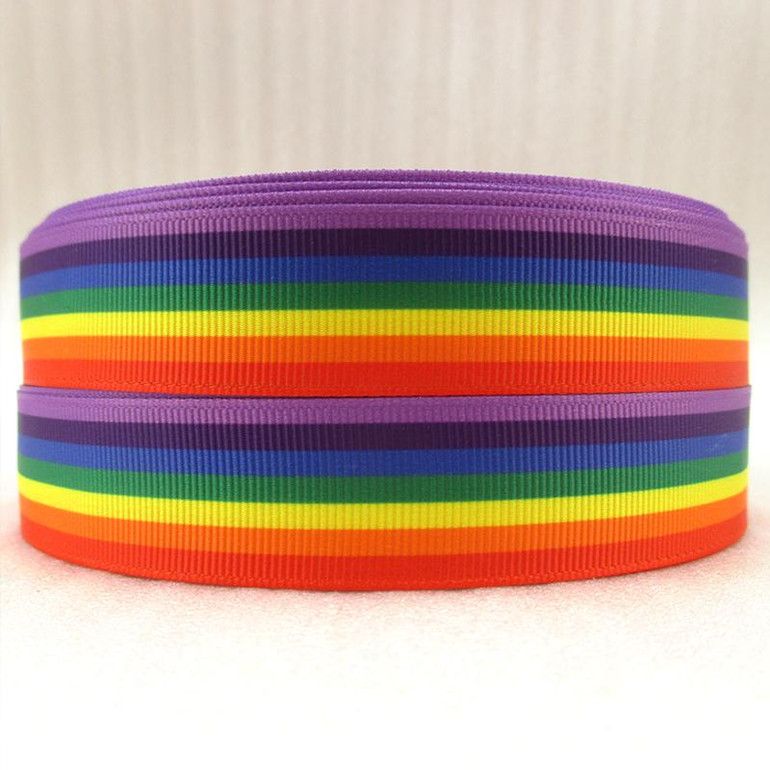 David accessories 7/8"(22mm) rainbow printed polyester grosgrain tape ribbon 5yards, DIY handmade, wedding gift wrap,5Y2015733