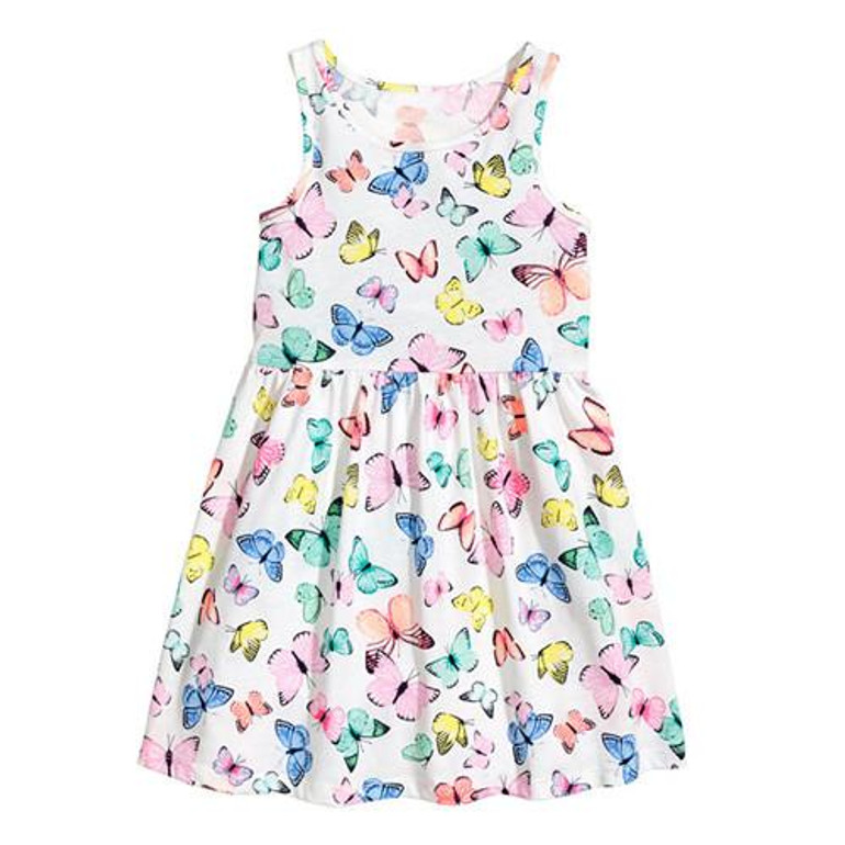 Girls Cotton Dress butterfly 2017 Brand Summer Sleeveless Flower Princess Dress for Kids Girls Dresses