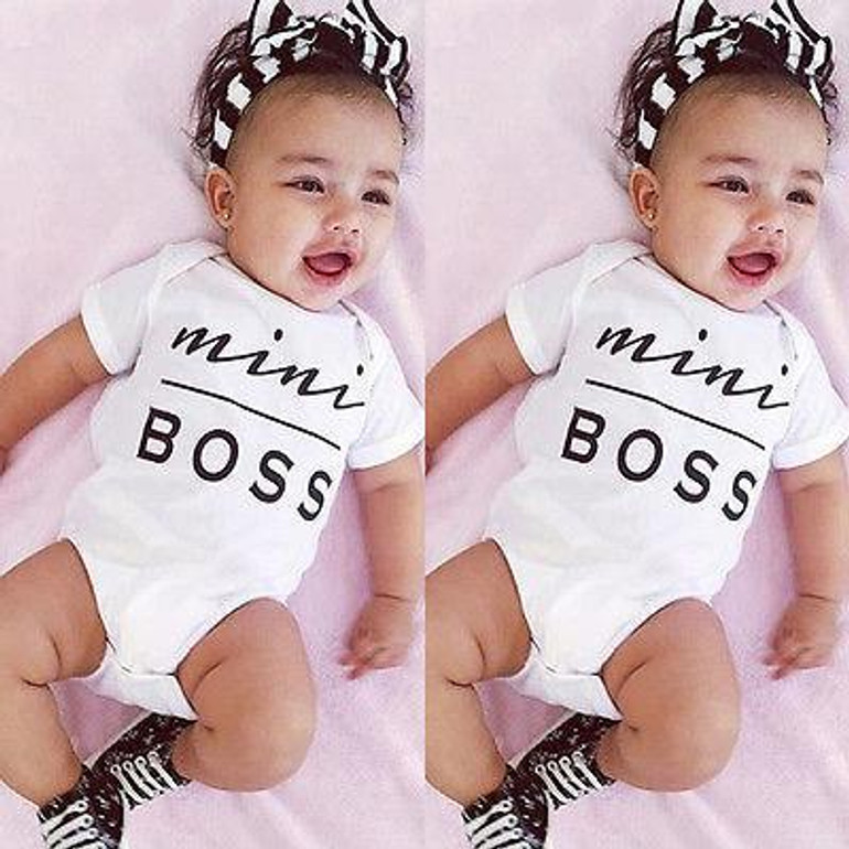 Newborn Baby Boys Girls Mini Boss Cotton Clothes Bodysuit Jumpsuit Outfit Sunsuit Clothes Set