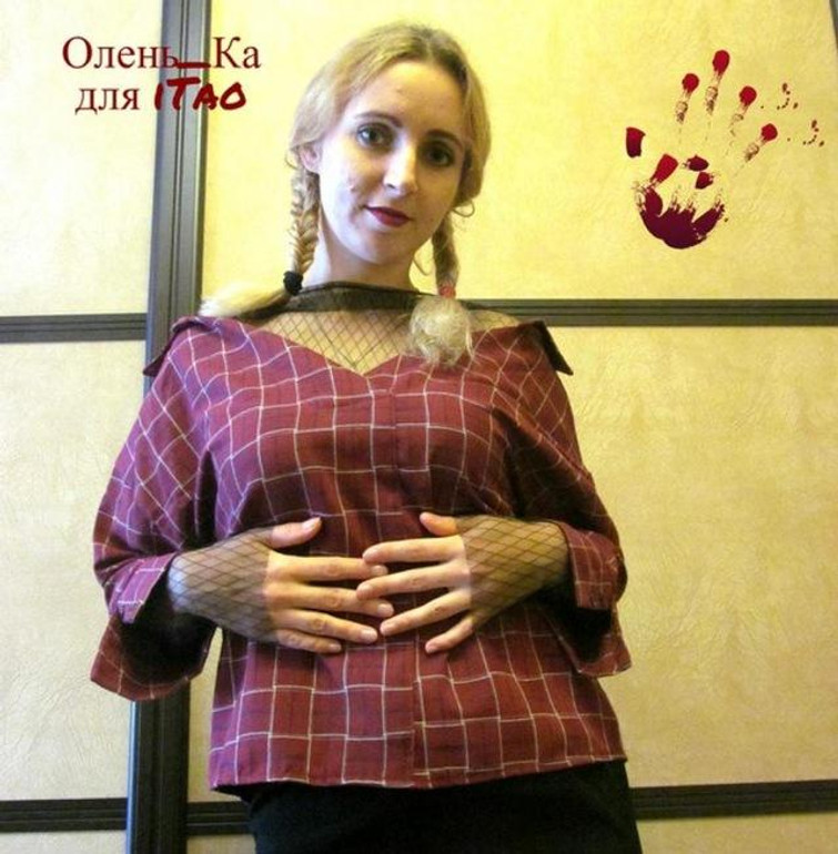Rosetic Gothic Blouse Red Plaid Mesh Patchwork Women Casual Loose Goth Shirts Fashion V-Neck Young Tops School Gothics Blouses