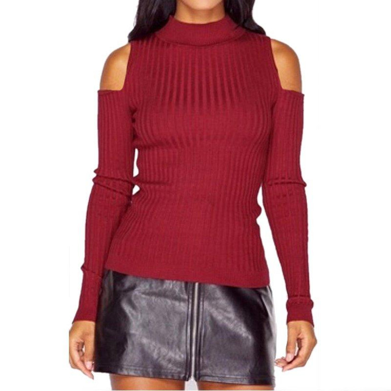 ROPALIA Sexy Female Turtleneck Off Shoulder Pullover Sweater Women Tricot Oversize Jumper Pull Autumn Knitted Lady Top