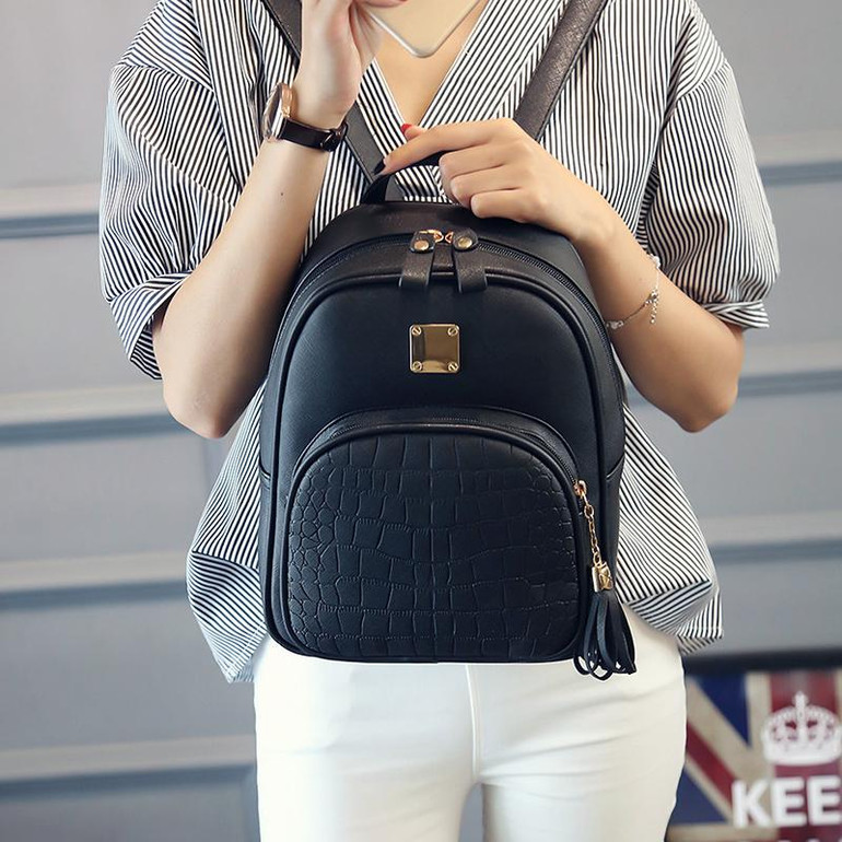 Joypessie Fashion Female PU Backpacks casual leather School Backpacks small preppy Women Small Black Backpacks