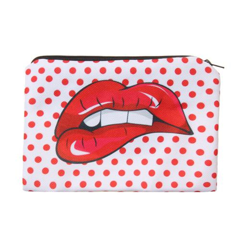 Jom Tokoy Red lip 3D Printing women cosmetic bags neceser makeup bag bolsos mujer de marca famosa 2017 necessaire toiletry bag