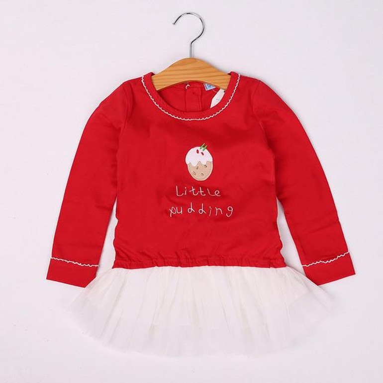 Christmas Dress Girl Long Sleeve Red/white Wedding Princess Dress Santa Claus Kids Girls Clothes New Year Children Dresses 2017