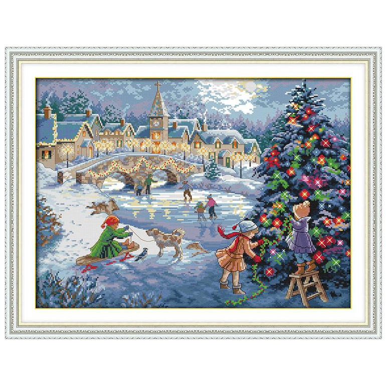 Christmas Celebration Pattern Counted Cross Stitch 11CT Printed 14CT Cross-Stitch Kit Handmade Home Decor Embroidery Needlework