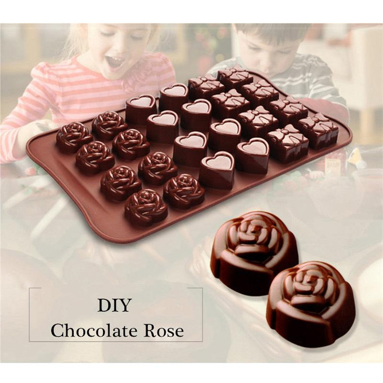 Chocolate Mold Cute Lovely Rose Silicone Fondant Cake Chocolate Mold Kitchen Sugarcraft &amp; Chocolate Molds DIY Chocolate Moulds