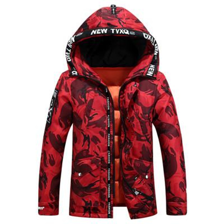 Mu Yuan Yang Fatigues Hooded Zipper Coat Men's Down Jacket Plus Size 2XL 3XL White Duck Down Jacket For Male Warm Overcoat
