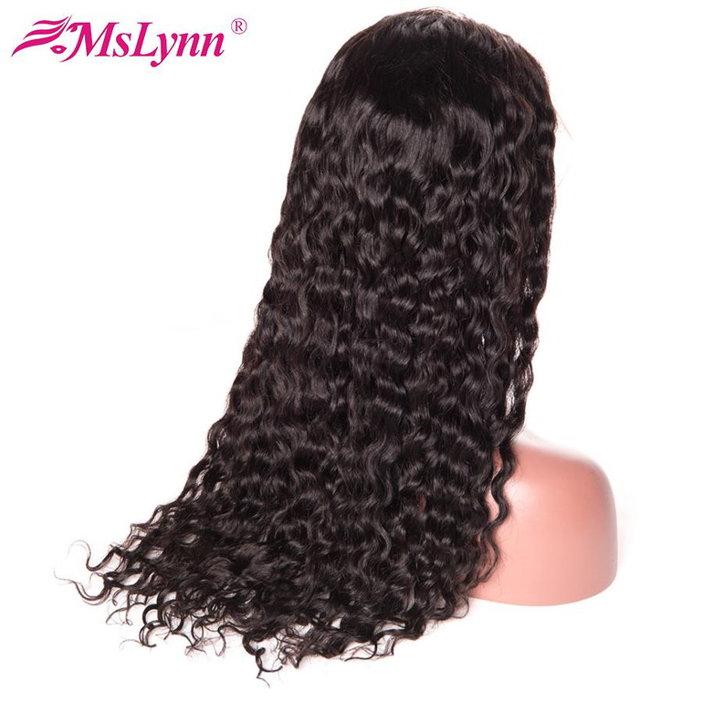 Mslynn 6"x12" Brazilian Water Wave Lace Front Human Hair Wigs With Baby Hair 150% Gluless Non-Remy Hair Wig For Black Women