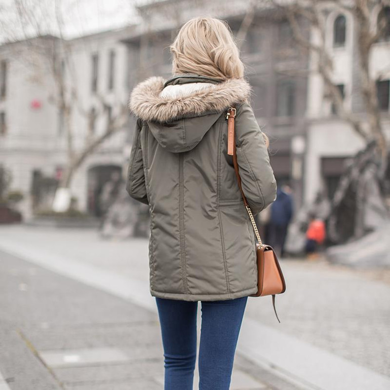 MS VASSA Women Parkas Autumn Winter Ladies jacket army green coat nice fake fur removable hood plus size 5XL 7XL outerwear