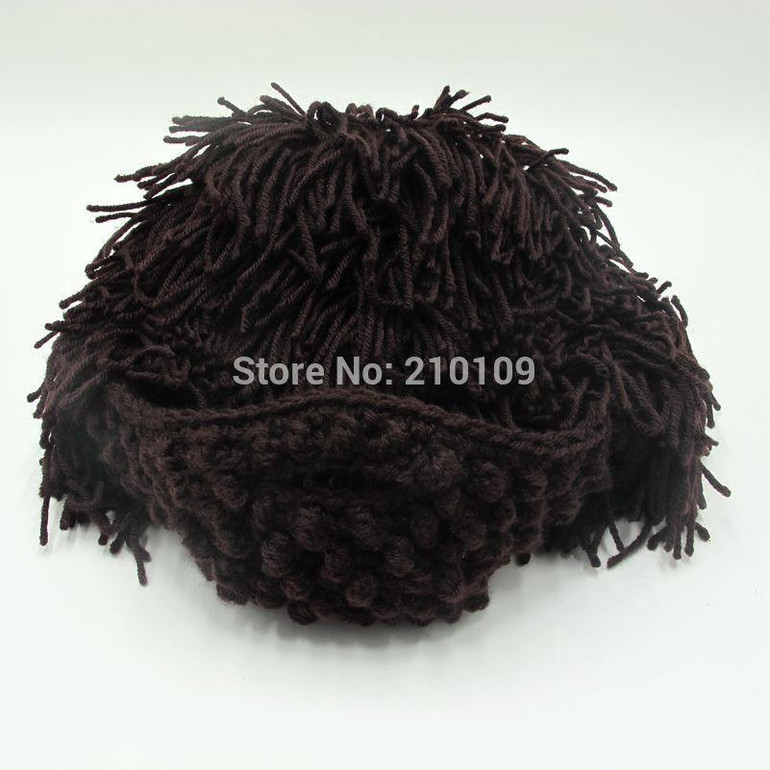 Mr.Kooky Wig Beard Hats Hobo Rasta Caveman Handmade Knitted Warm Winter Caps Baby Boy Girl Halloween Gift Funny Children Beanies