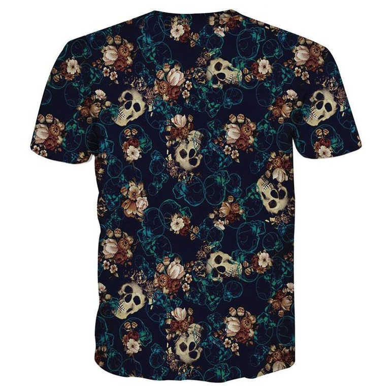 Mr.1991INC Skulls Fashion T-shirt men's 3d Tshirt Short sleeve shirt funny print many skull flowers Asia M/L/XL/XXL LT6