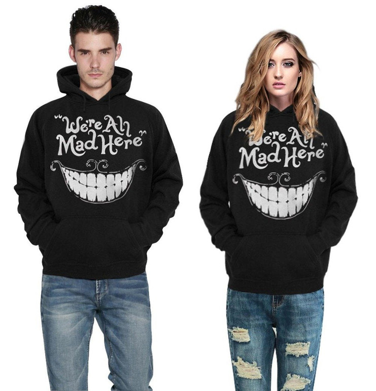 Mr.1991INC New Fashion Men/women 3d Sweatshirt Funny Print Cheshire Cat Smile Face Hooded Hoodies Tracksuits Cap Hoody Tops