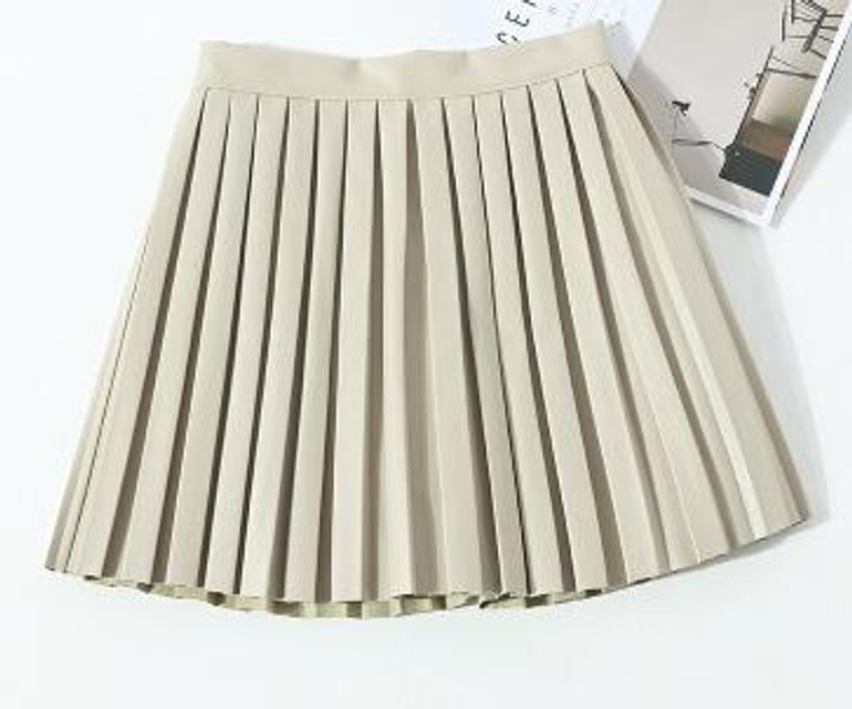 2018 SPRING summer new pleated leather skirt black leather pu pleated skirt waist skirt female A blackgirls tide under skirt