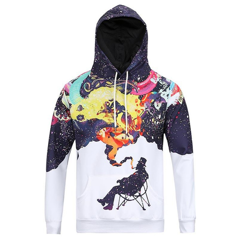 Mr.1991INC New Arrivals Men's Long Sleeve Autumn Winter Pullovers Funny Print Smoking Person Hoody Casual Hoodies With Cap