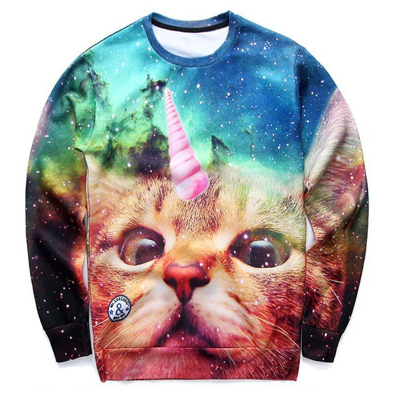 Mr.1991INC harajuku hoodies for men/women funny print Lovely ice cream cone cat pullover 3d sweatshirts autumn tops clothes