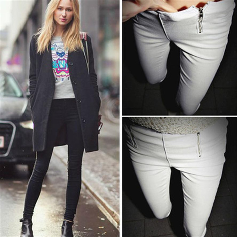 Luck Dog Lady Zip Pencil Pants High Waisted Slim Stretch Leggings Trousers Pants