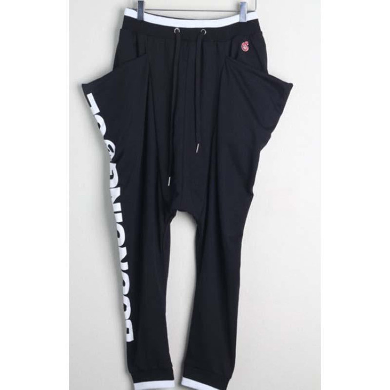 Low Crotch Leisure Streetwear Dance Harem Pants Men Sweatpants Big Pockets Cotton Hip Hop Joggers Pants