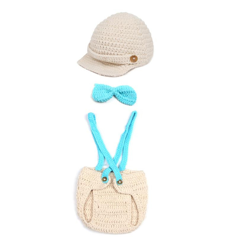 Baby Newborn Photography Props Costume Hand Crochet Knit Infant Beanie Hat with Cape Animal Design Wing Batman Policeman SG040