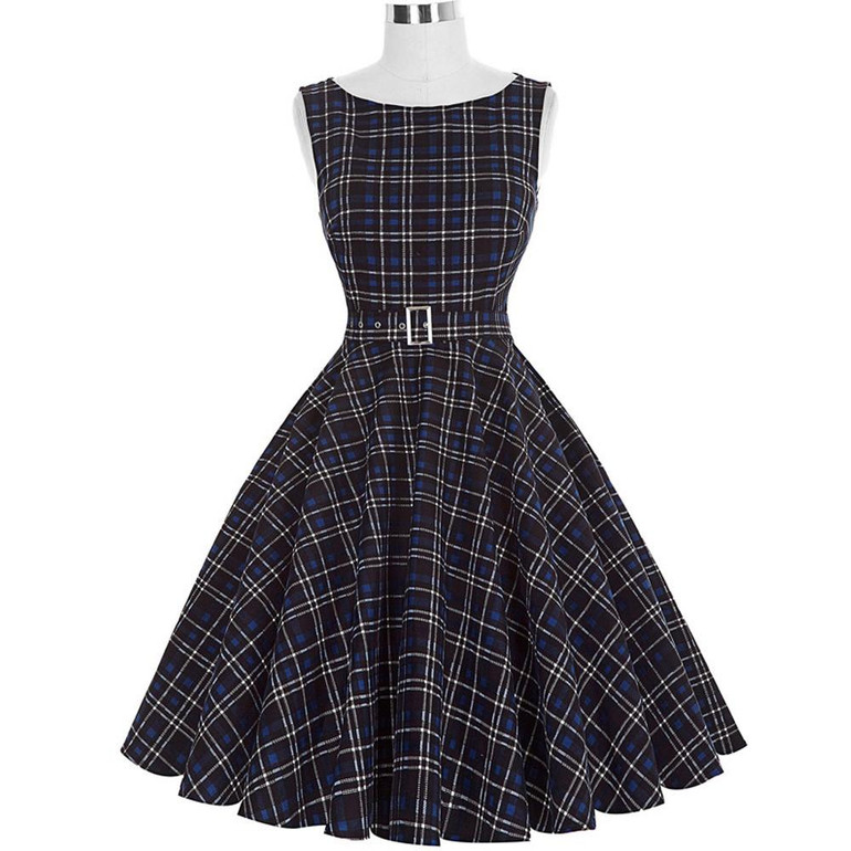Belle Poque Women Summer Dress 2017 Rockabilly Audrey Hepburn Tunic robe Casual Clothing Vestidos 50s Vintage Plaid Dresses