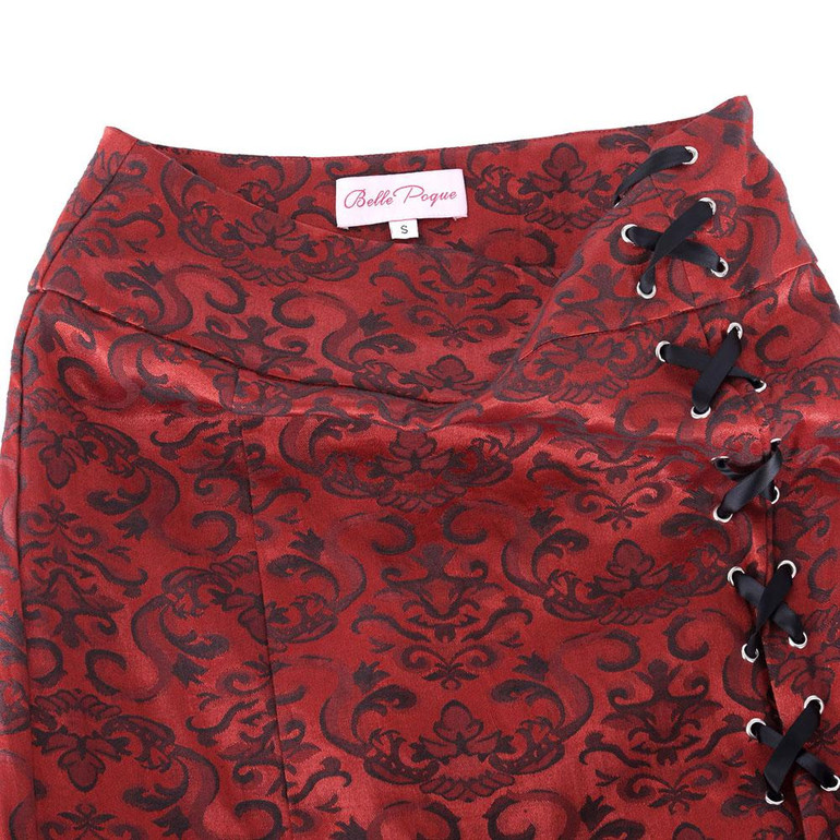 Belle Poque Vintage Skirts Womens 2017 Retro Gothic Saia Jacquard Sexy Fishtail Slim OL Corset Style Lace Up Women Long Skirt