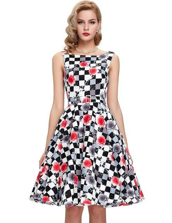 Belle Poque Print Floral 50s 60s Vintage Dresses Audrey Hepburn 2017 New style Summer Retro Dress Vestidos robe Womens Clothing