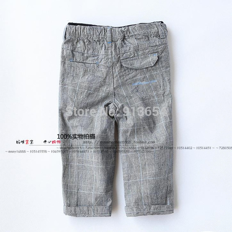 new 2014 spring autumn boys pants kids clothes child casual pants baby boys gray plaid pants