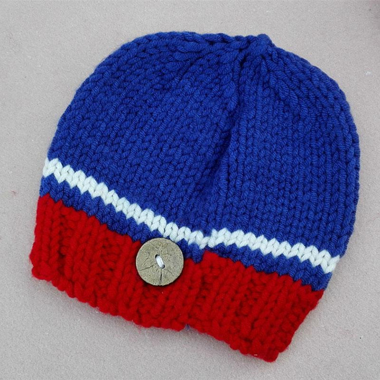 2018 Infant Sport Costume Newborn Knitted Pants Blue Red Newborn Photography Props Baby Handmade Crochet Accessories Outfit