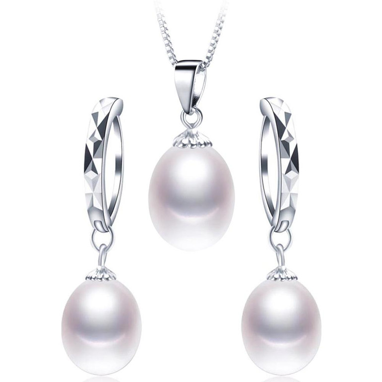 2018 Hot Selling 925 sterling silver jewelry sets 100% natural freshwater pearl jewelry for women 4 colors with gift box Lindo