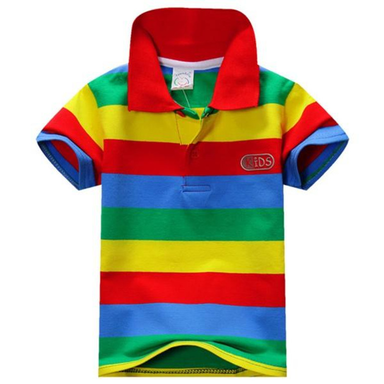 Baby Children Boys Striped T-shirts Kids Tops Sports Tee Polo Shirts Clothing