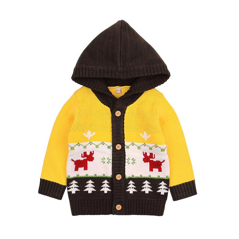 Baby Boys Knitted Sweater Cardigans Newborn Winter Thermal Sweater Jackets Autumn Toddler Girls Knitwear With Hood Button Up