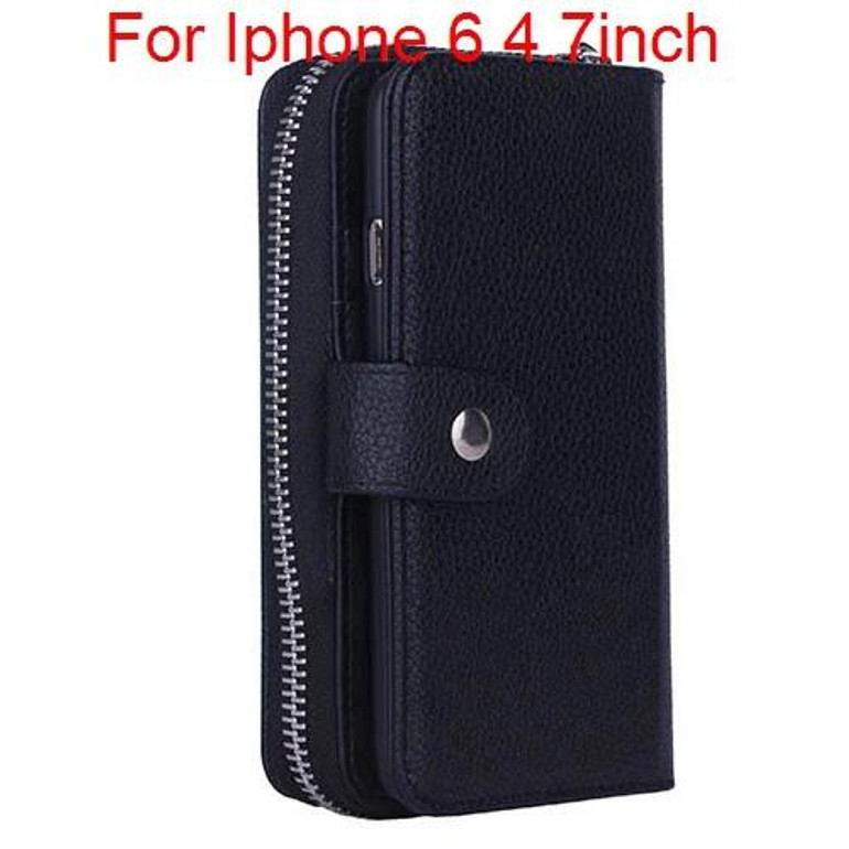 Multi Function Zip Wallet Mobile Phone bags For iphone 5 6 6plus Fold 2 in 1 Magnetic Hard Case with Card holder Photo Frame