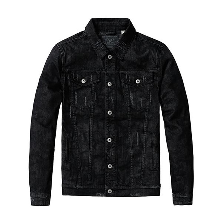 SIMWOOD 2017 New Autumn Winter Black Denim Jacket Jeans Outerwear Fashion Slim fit NJ6522