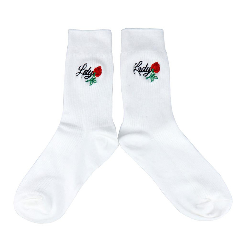 kawaii Women Embroidery White Socks Women's Cute Candy Moon Crossing Heart Chinese Love Korean Love Pattern Cotton Sock