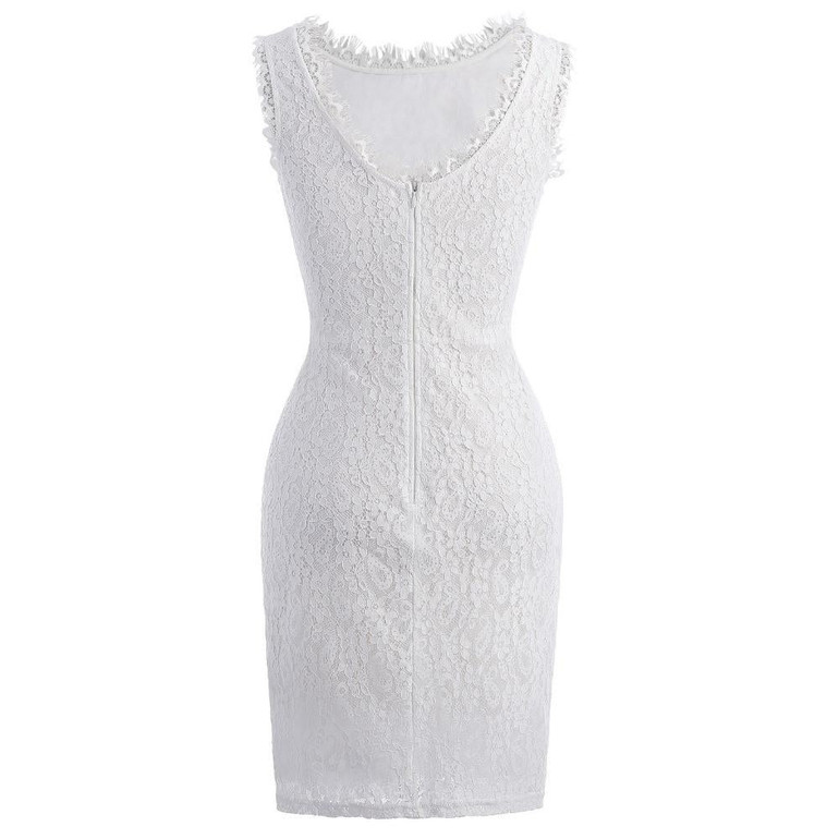 Kate Kasin White Short Cocktail Dresses knee length Lace Prom Dresses 2017 Sexy Slim Bodycon Robe de Cocktail Party Dress 1058