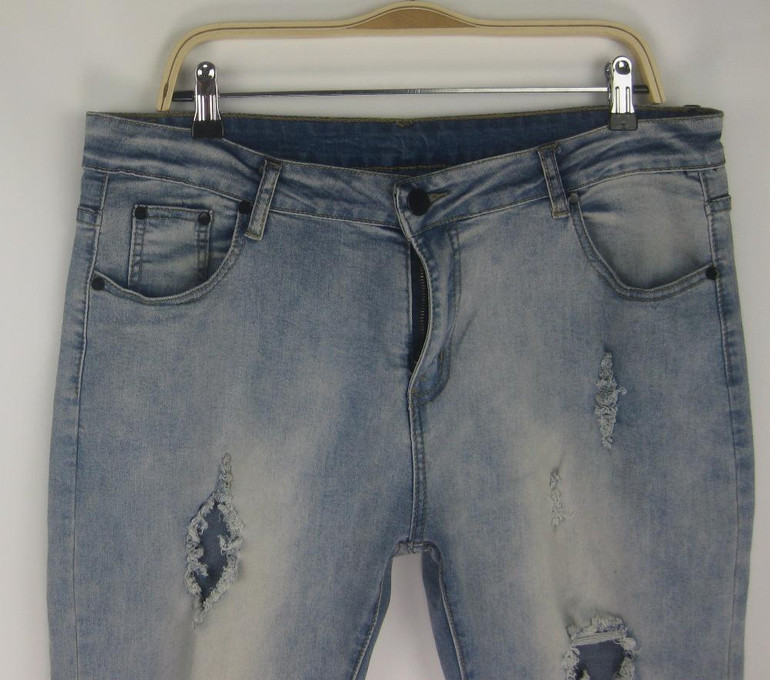 KANYE WEST Ripped Jeans Mens Fear Of God Boots Jeans men Blue Knee Hole Side Zipper Slim Distressed Jeans amy067