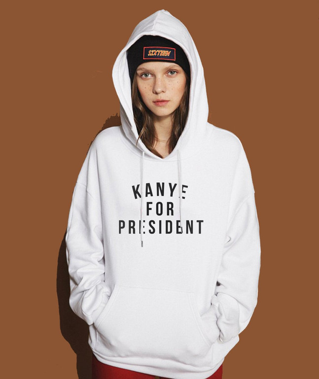 KANYE FOR PRESIDENT Letter Print Hoodies Women 2017 Spring Fleece Winter Sweatshirt For Women Hoody Casual Streetwear Pullover