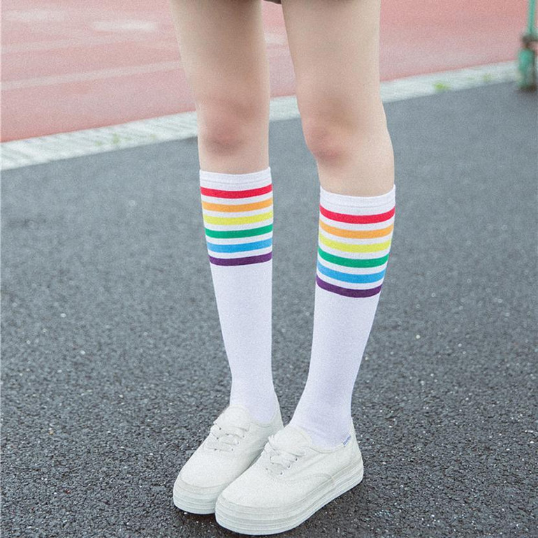KANCOOLD Socks high quality Thigh High Socks Over Knee Rainbow Stripe Girls long socks women over knee stripe jan23 KANCOOLD Socks high quality Thigh High Socks Over Knee Rainbow Stripe Girls long socks women over knee stripe jan23