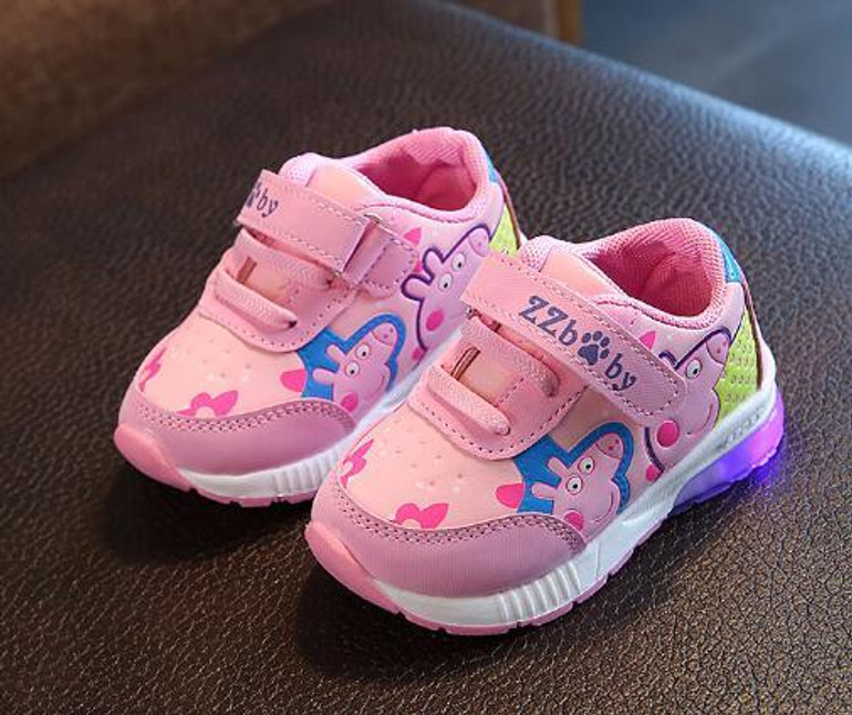 2018 Cartoon LED lighted children sneakers Hook&amp;Loop baby girls boys shoes hot sales kids footwear glowing toddlers