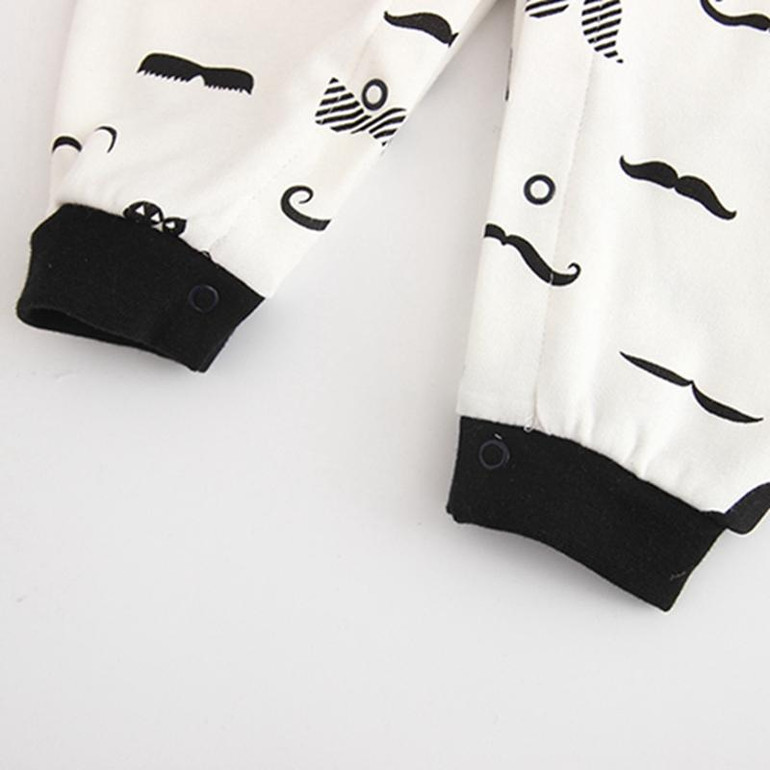 2018 Baby Newborn Romper White and Black Baby Romper Winter Spring and Autumn Long Sleeves Baby Clothes Goatee Infant Clothing