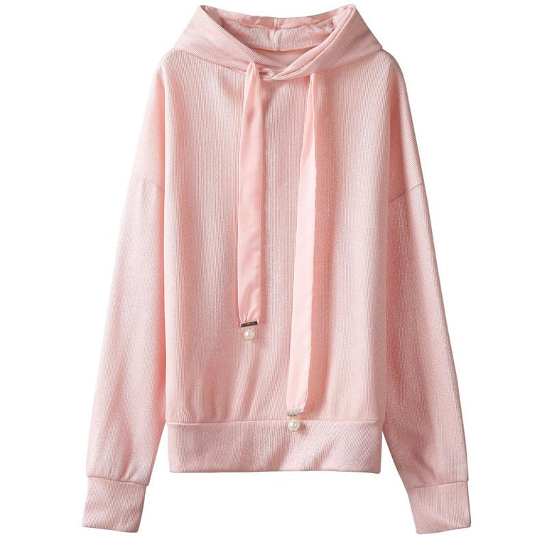 ELF SACK Womens Autumn Vintage Hooeded Sweatshirts Ladies Plus Size Collared Lace Strings Pullovers Loose Women Tops Sweatshirt