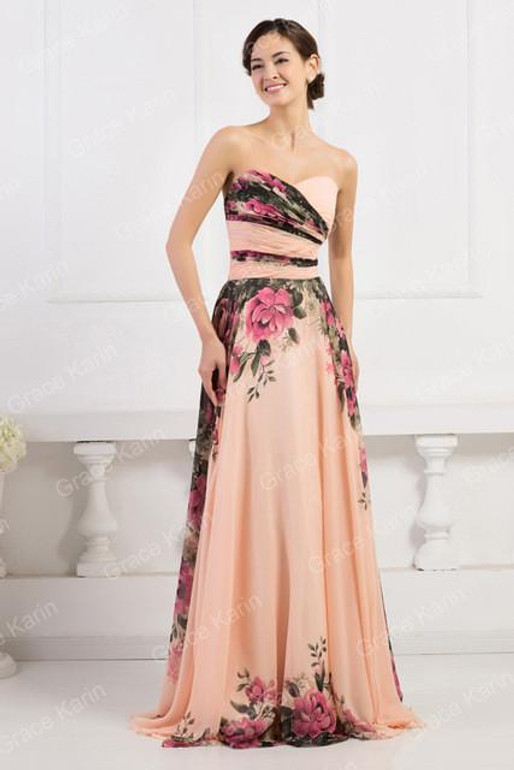 Elegant Women Vintage Plus Size Evening Dress Long with Flowers Printed Princess Cheap Summer Dresses Formales Abendkleid 75034