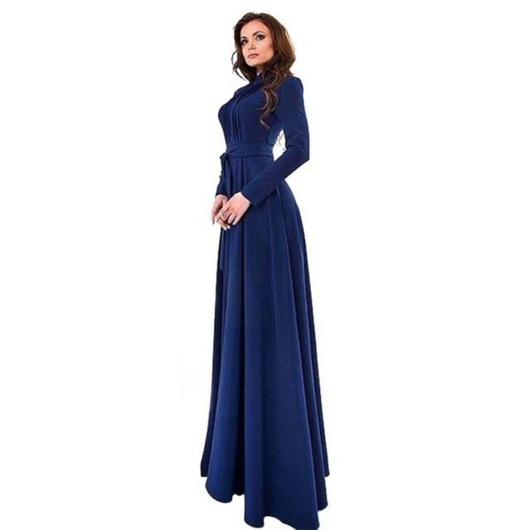 Elegant Women's Kaftan Abaya Islamic Muslim Evening Party Long Sleeve Vintage Long Maxi Dress