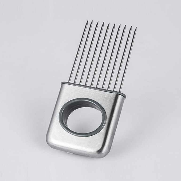 Easy Cut Onion Holder Slicer Vegetable tools Tomato Cutter Stainless Steel Kitchen Gadgets No More Stinky Hands U0502