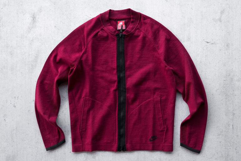 Nike Tech Knit Bomber Jacket - Red