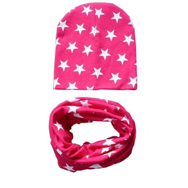 2018 New spring 20 colors star cotton baby hat scarf sets children hats beanies collars boys girls kids caps scarves child wraps