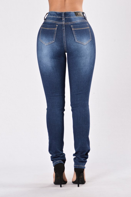 2018 new jeans woman ripped dark blue trousers Mid waist hole pencil jeans Cotton stretch bodycon sexy skinny denim pants women