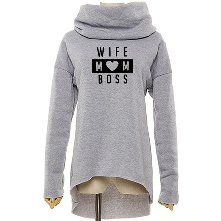 2018 New Fashion Wife Mom Boss Print Sweatshirt Femmes Hoodies Sweatshirts Kawaii Funny Hoody Pattern Comfortable Creative